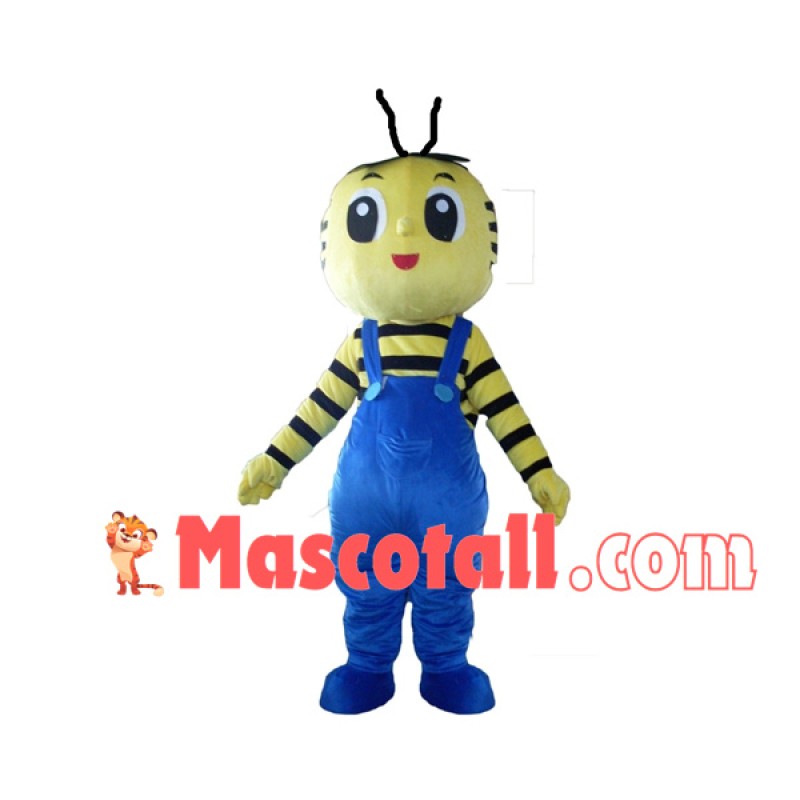 Cartoon Bee In The Blue Rompers Mascot Costume