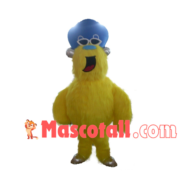 Howling Yellow Hairy Baboon Mascot Costume
