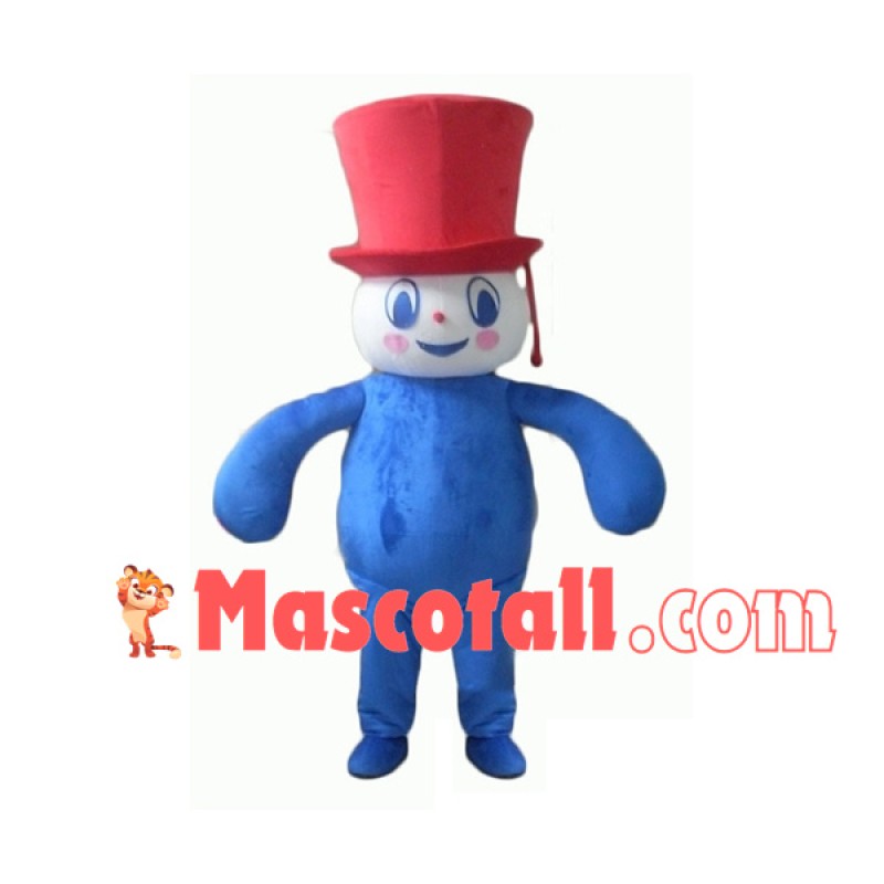 Bright Snowman With Whole Blue Body Mascot Costume