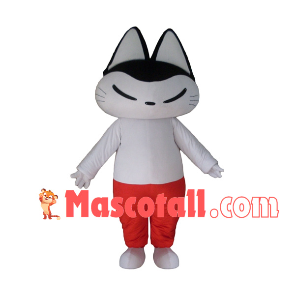 Squinted Cat Cartoon Mascot Costume