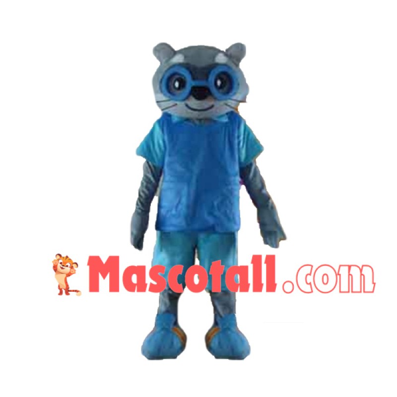 Study Cat With Blue Glasses Mascot Costume