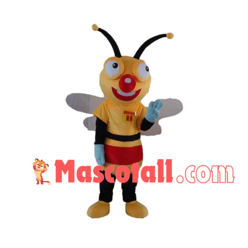 Adult Cartoon Red-nosed Bee Mascot Costume