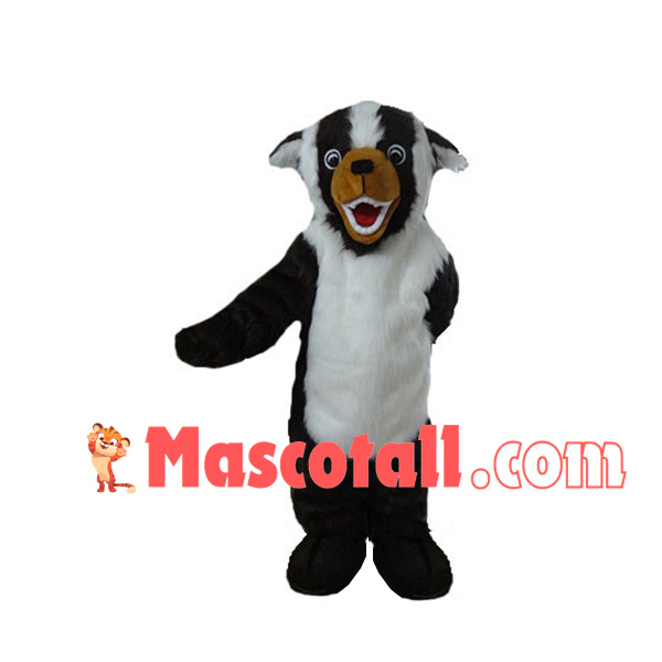 Roaring Furry Black & White Bear Mascot Costume