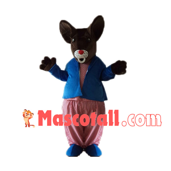 The Cosy Kangaroo In Striped Outfit Mascot Costume