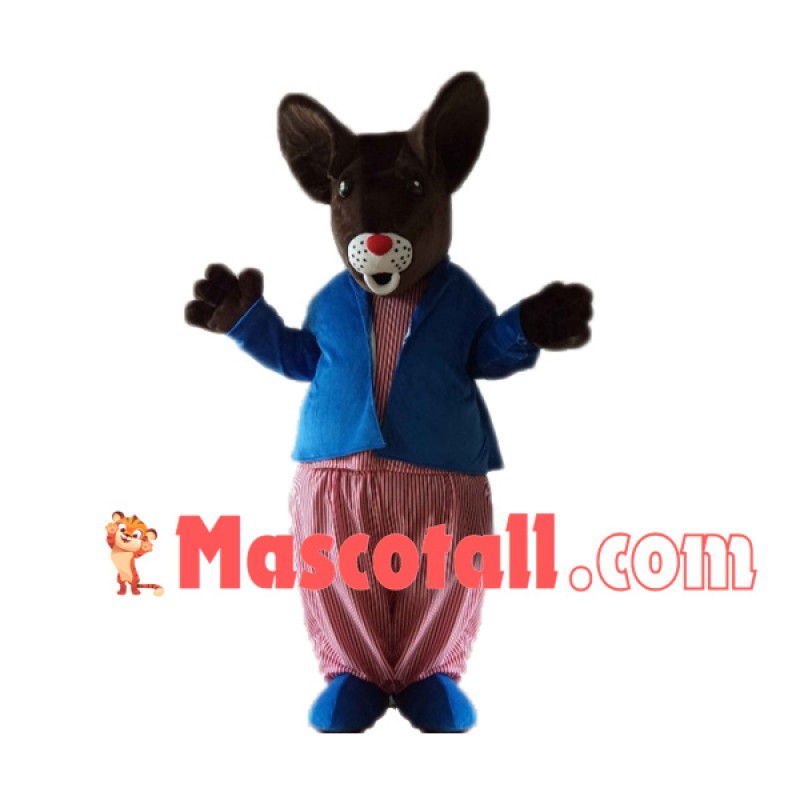 The Cosy Kangaroo In Striped Outfit Mascot Costume