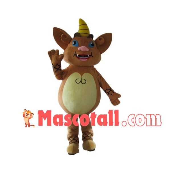 One-horned Little Brown Dragon Mascot Costume