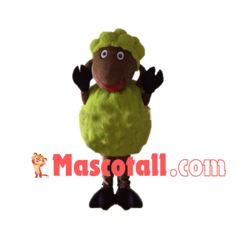 Curly Sheep With Yellow Wool Mascot Costume