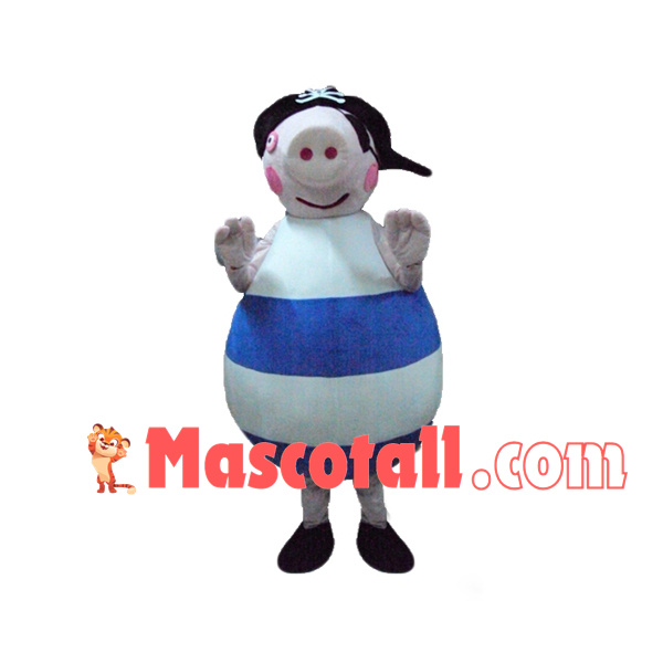 One-eyed Pirate Pig Cartoon Mascot Costume