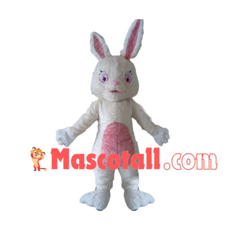 Fluffy Rabbit With Different Length Ears Mascot Costume