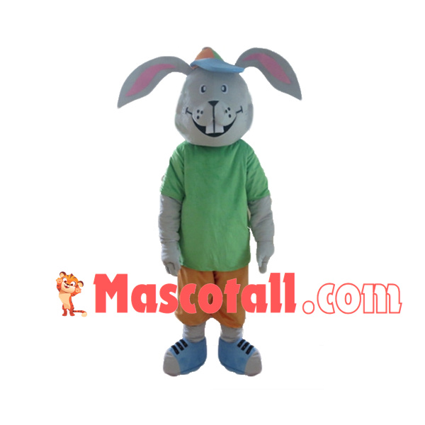 Male Rabbit With Smile Face Mascot Costume