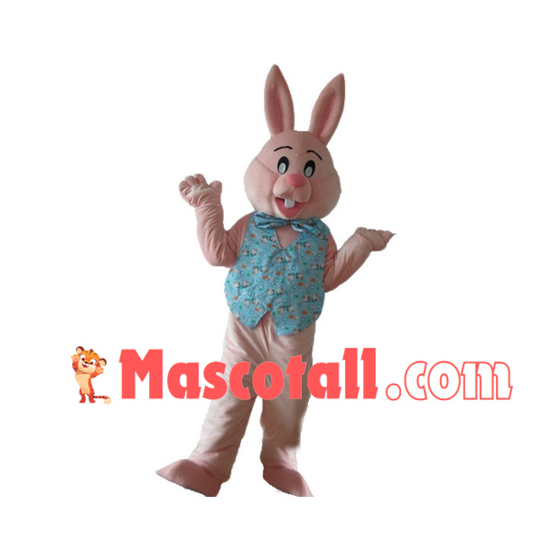 Optimistic Rabbit In The Printed Vest Mascot Costume