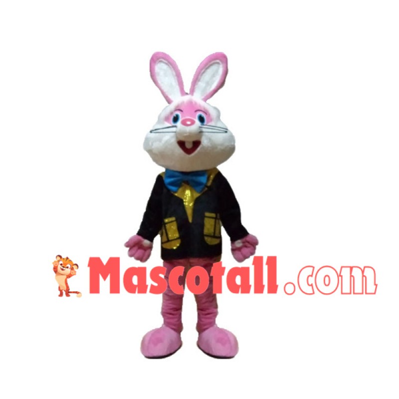 Neat Rabbit In Sequined Coat Mascot Costume