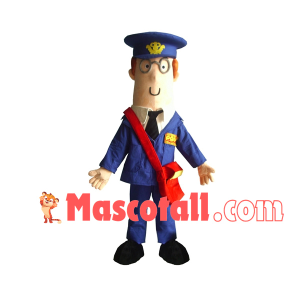 Responsible Postman With Glasses Mascot Costume