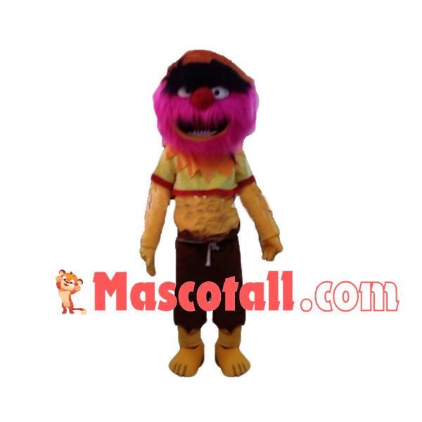 Funny Doll With Rose Red Furry Head Mascot Costume