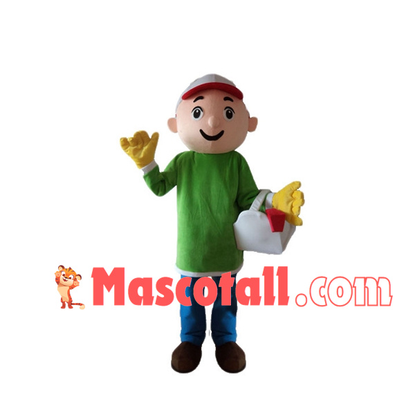 Buyer Boy Carrying Basket Mascot Costume