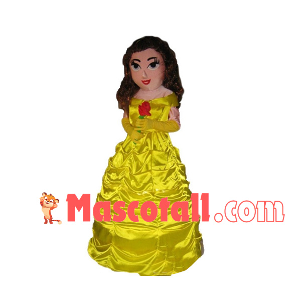 Princess Belle In The Yellow Dress Mascot Costume