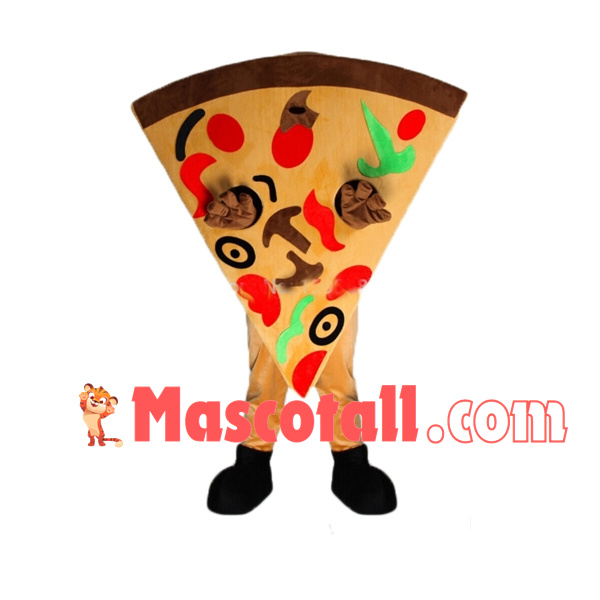 Piece of Fresh Vegetable Mushroom Pizza Mascot Costume