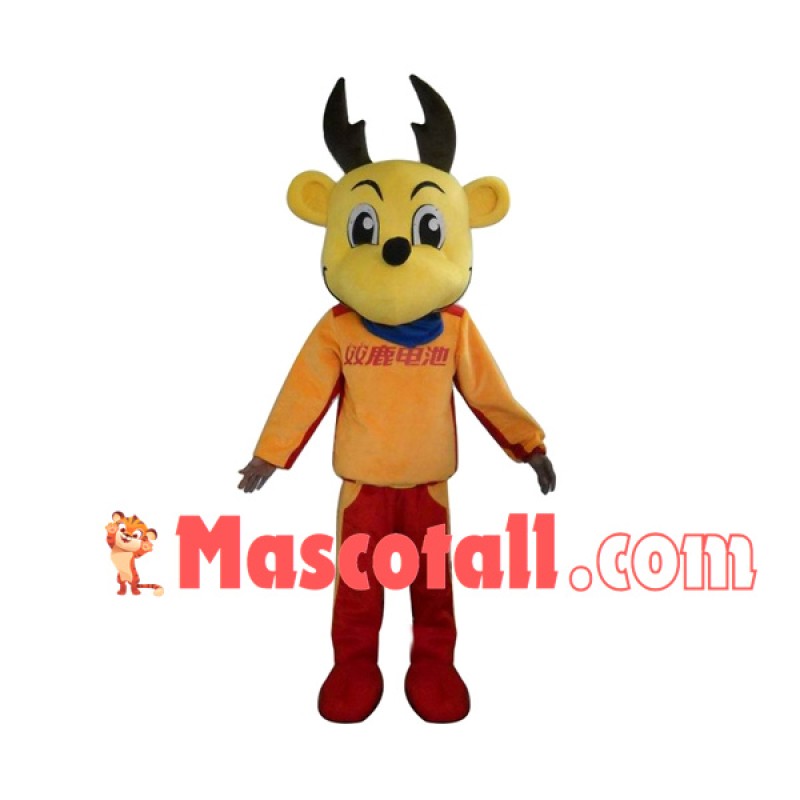 Yellow Reindeer of Battery Company Mascot Costume