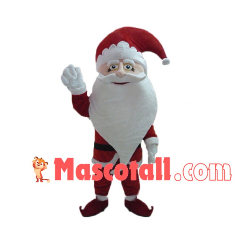 Thick White Bearded Santa Claus Mascot Costume
