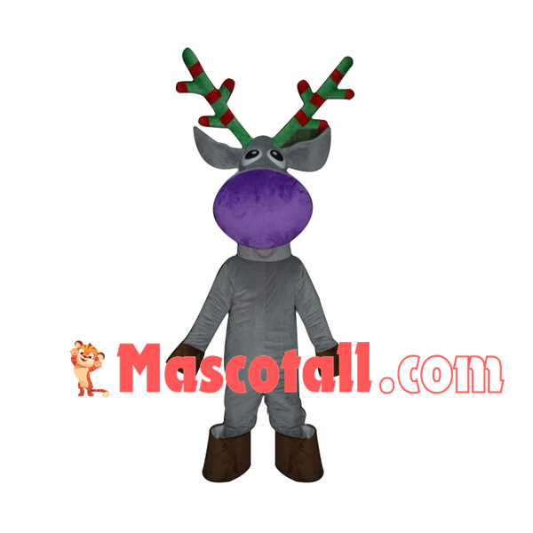Slim Gray Christmas Elk Mascot Costume