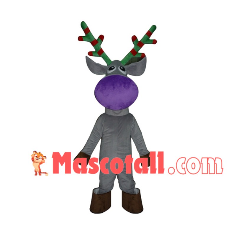 Slim Gray Christmas Elk Mascot Costume