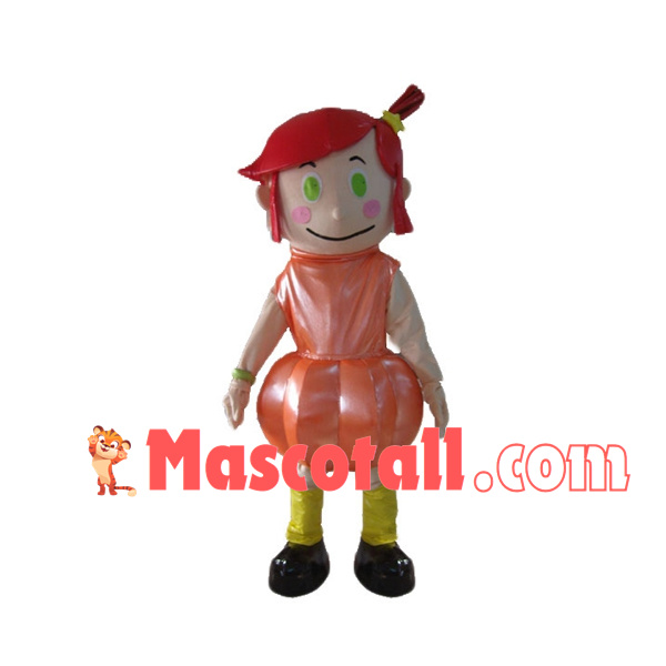 Green Eyes Pumpkin Doll Mascot Costume
