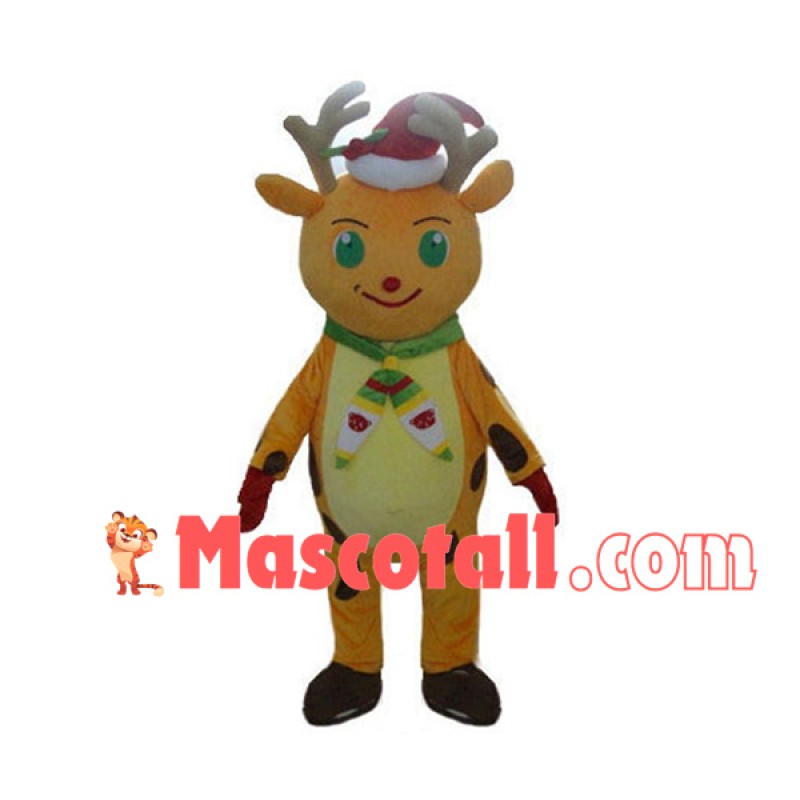 Happy Christmas Orange Elk Mascot Costume