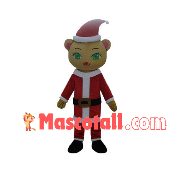 Pretty Green-eyed Cat of Christmas Mascot Costume