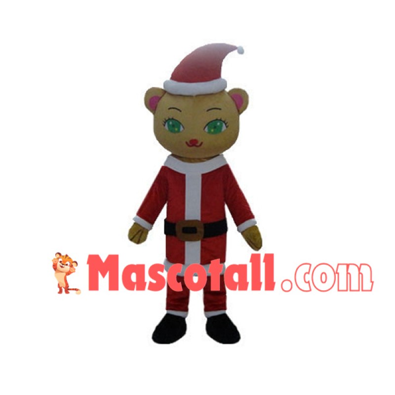 Pretty Green-eyed Cat of Christmas Mascot Costume