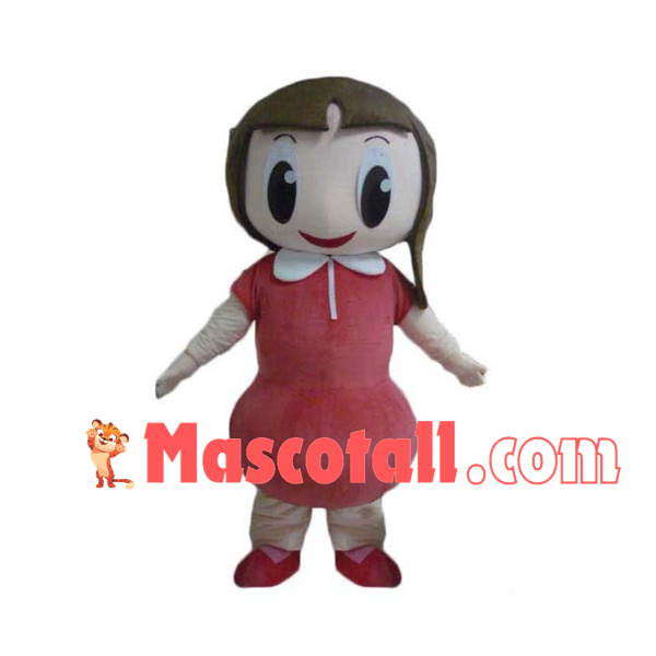 Big Eyed Girl In The Blouse Dress Mascot Costume