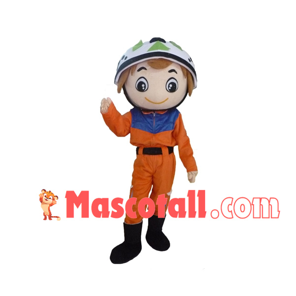 Rock Climbing Boy In Windbreaker Mascot Costume