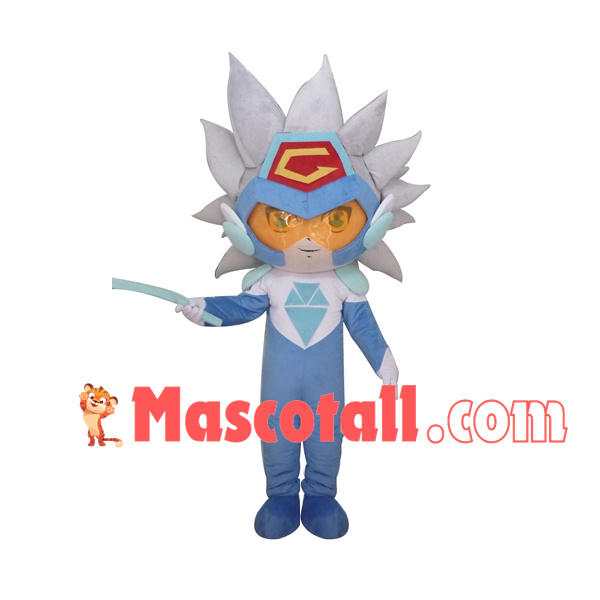 Explosive Hair Future Warrior Mascot Cartoon Costume