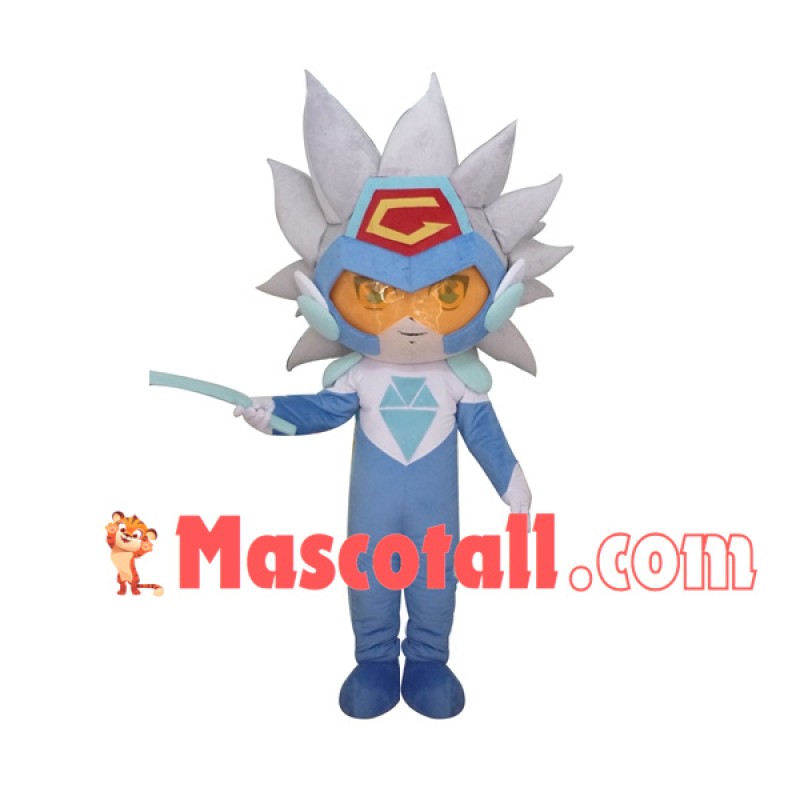 Explosive Hair Future Warrior Mascot Cartoon Costume