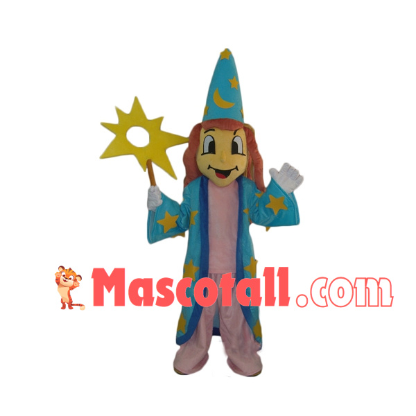Magician In Star Robe Mascot Costume
