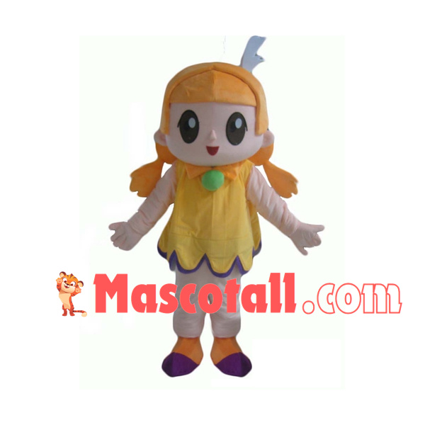 Lovely Big-eyed Blond Girl Mascot Costume