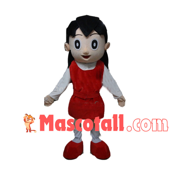 Quiet Girl In The Red Dress Mascot Costume