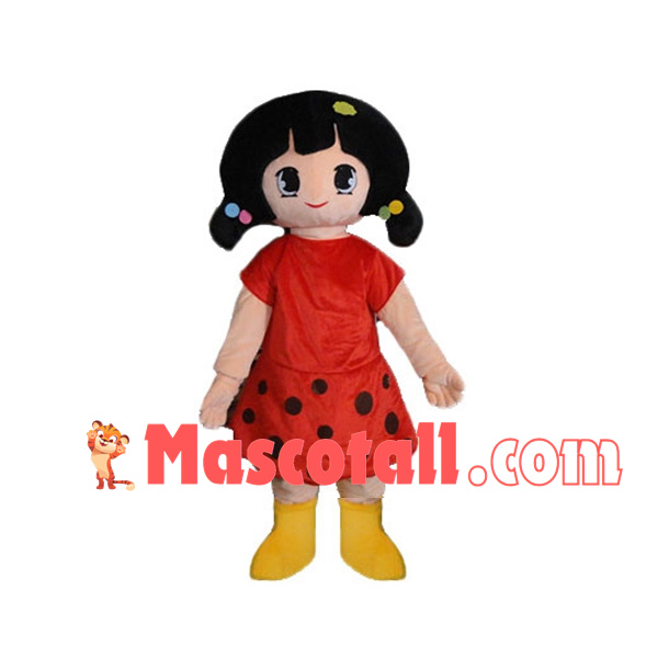 Cute Girl With Colored Hairpins Mascot Costume
