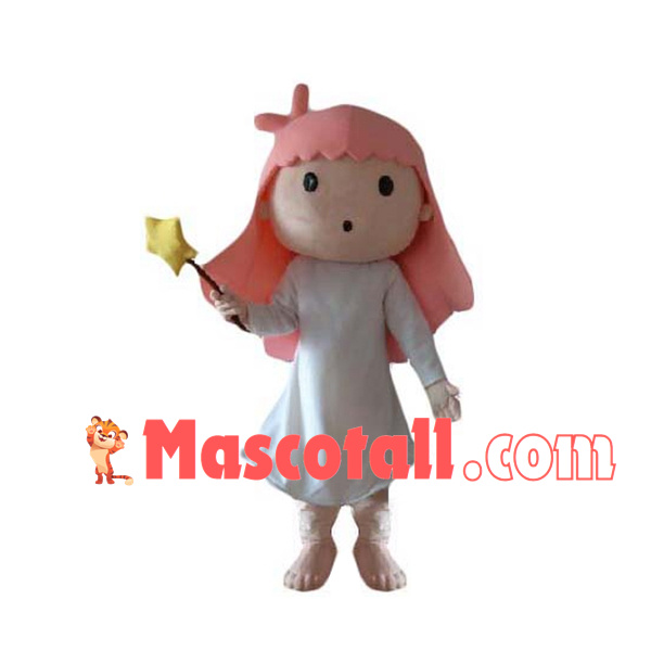 Pure Fairy With Long Pink Hair Mascot Costume