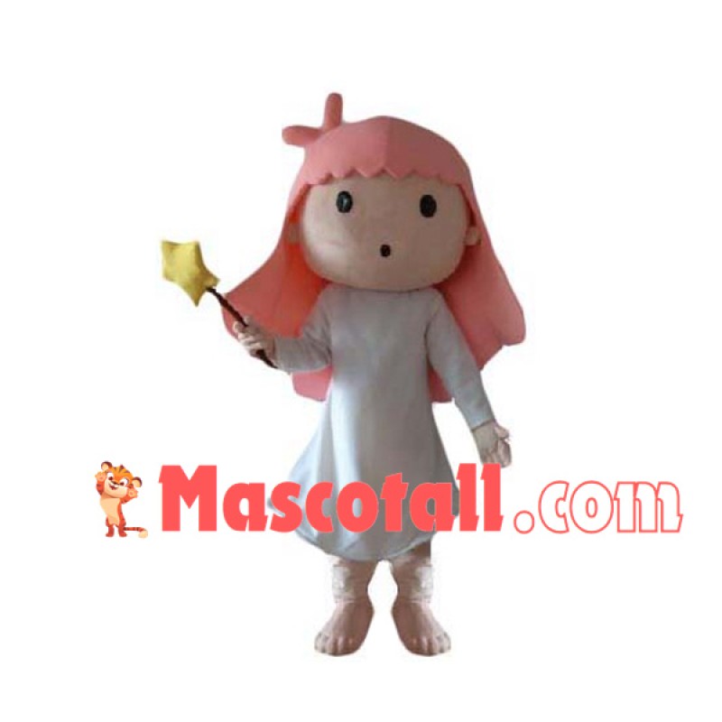 Pure Fairy With Long Pink Hair Mascot Costume