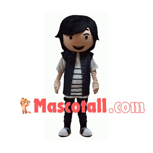 Handsome Boy Wearing Fashion Suit Mascot Costume