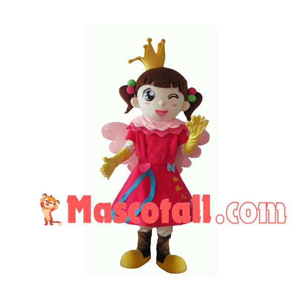 Lively Crown Girl On Stage Mascot Costume