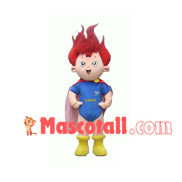 Super Fire Boy Cartoon Mascot Costume