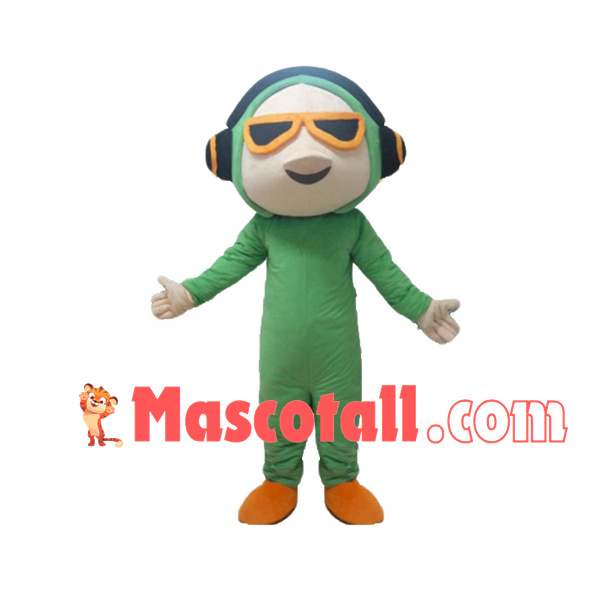 Green Aviator Penguin Mascot Costume