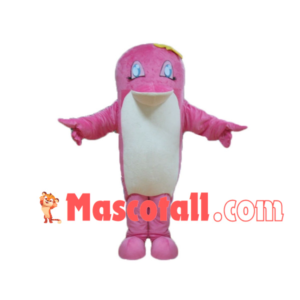Bright Pink Dolphin Sister Mascot Costume