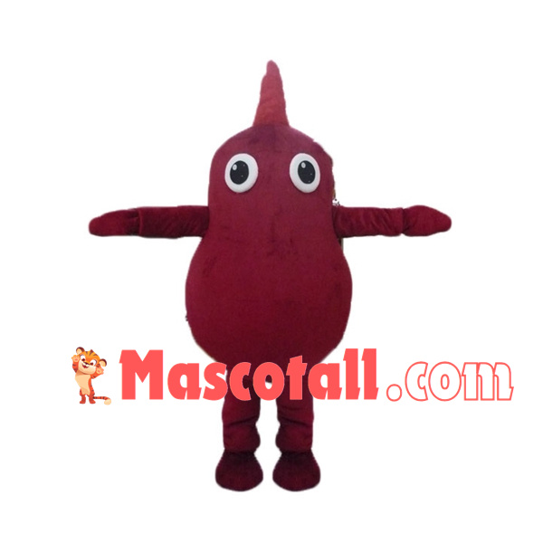 Dark Red Doll With Horn Mascot Costume