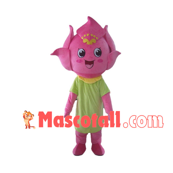 Blooming Pink Rose Flower Mascot Costume