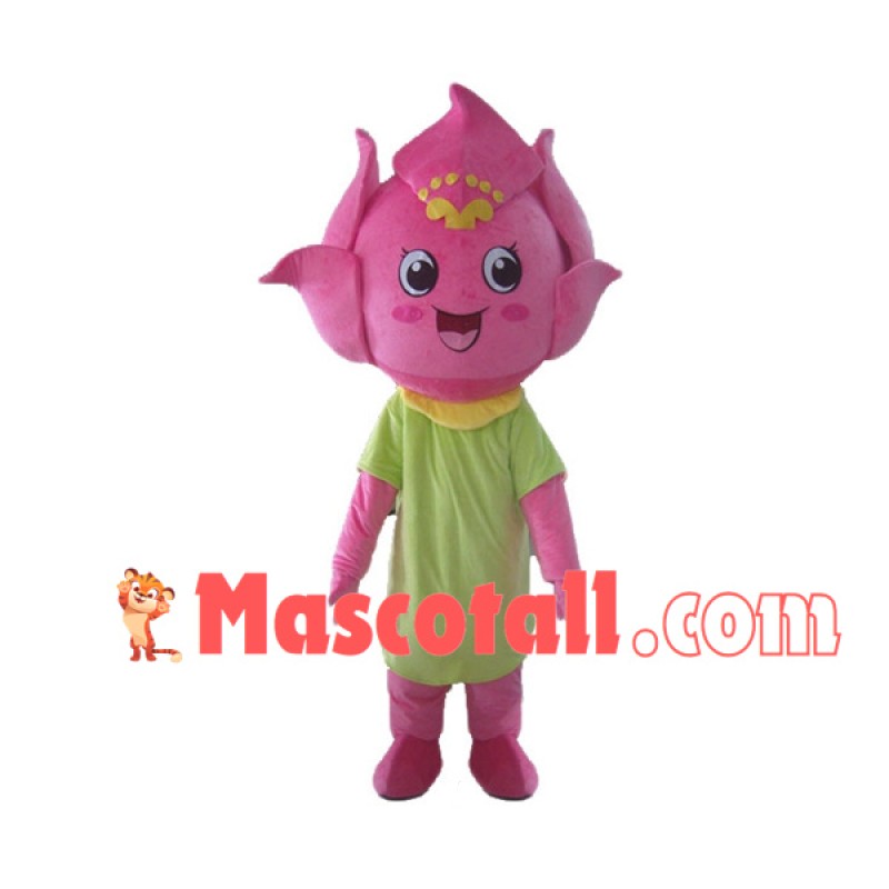 Blooming Pink Rose Flower Mascot Costume