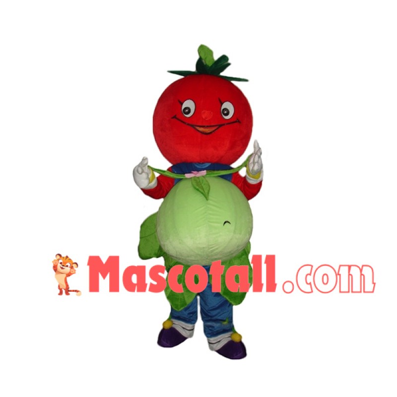 Tomato Doll Carrying Cabbage Mascot Costume