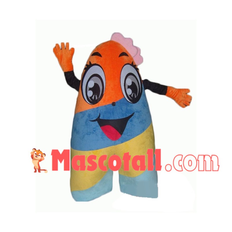 V-shaped Colorful Big Eyes Doll Mascot Costume