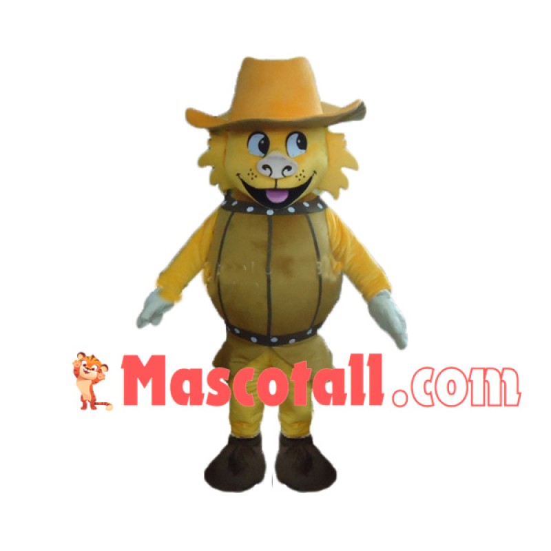 Dragon Cowboy With Barrel Body Mascot Costume
